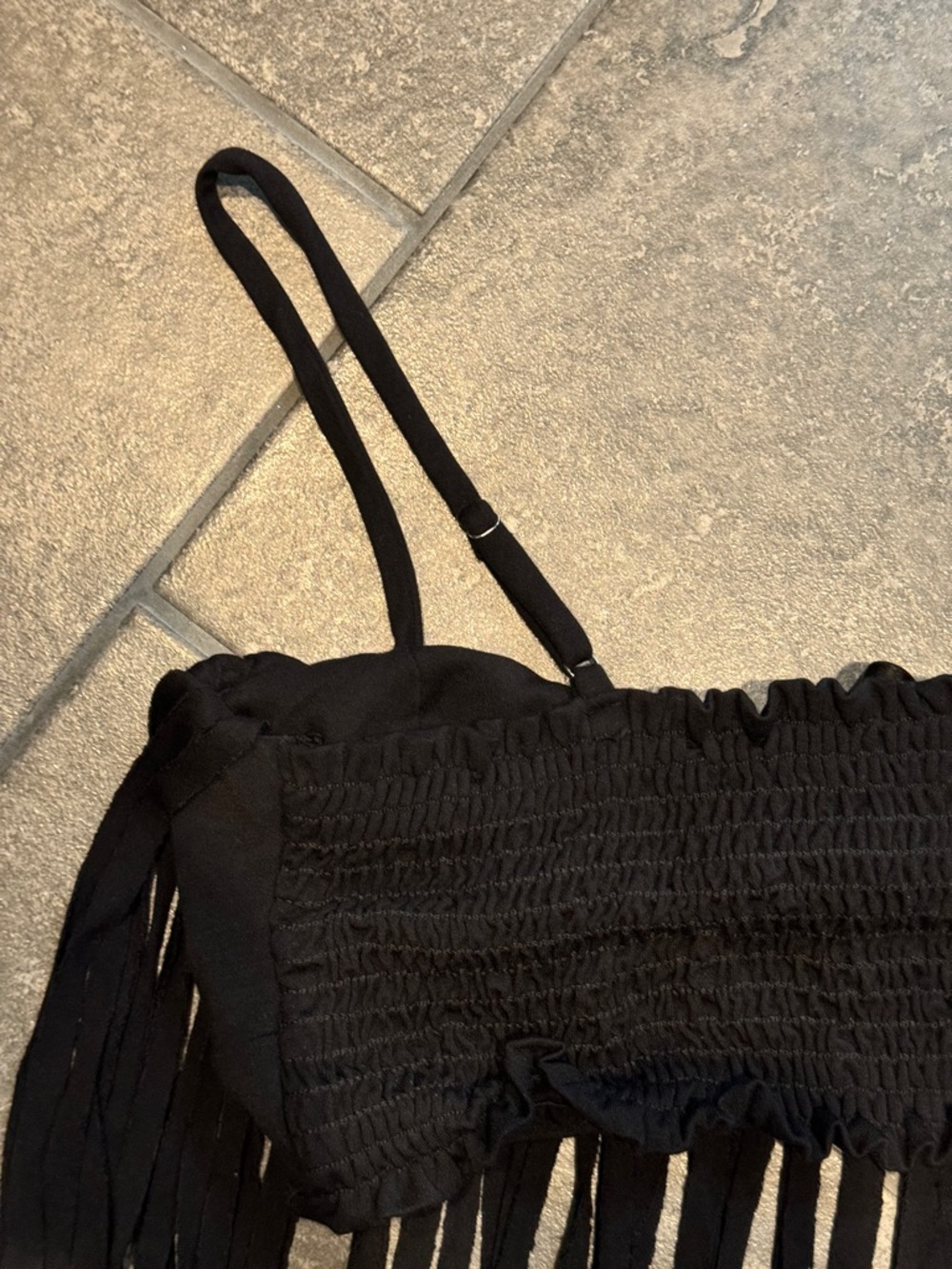 FOXBLOOD Black Fringe CropTop - Picture 2 of 4